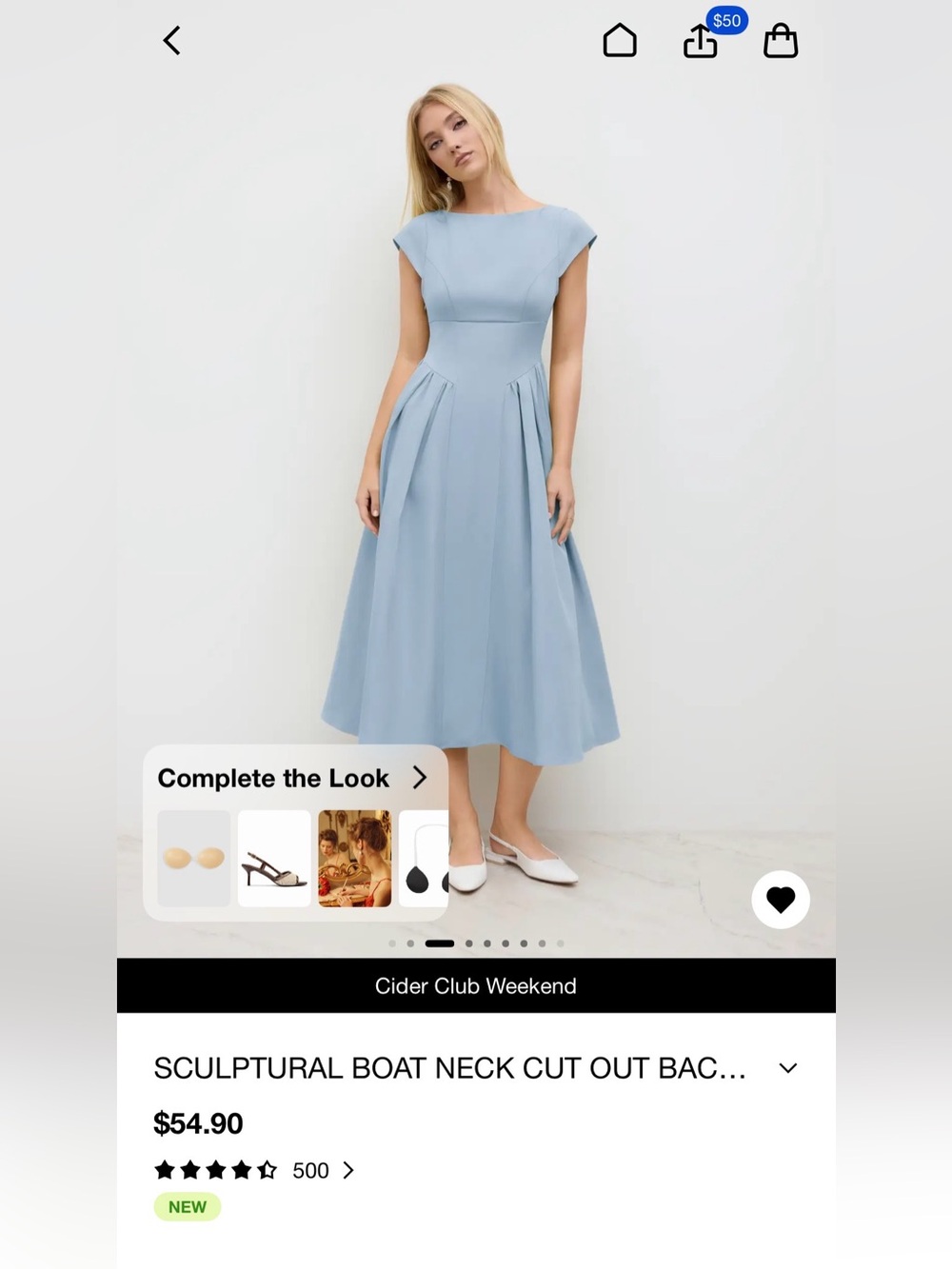 Cider Boat Neck Open Back Midi Dress - Picture 6 of 6